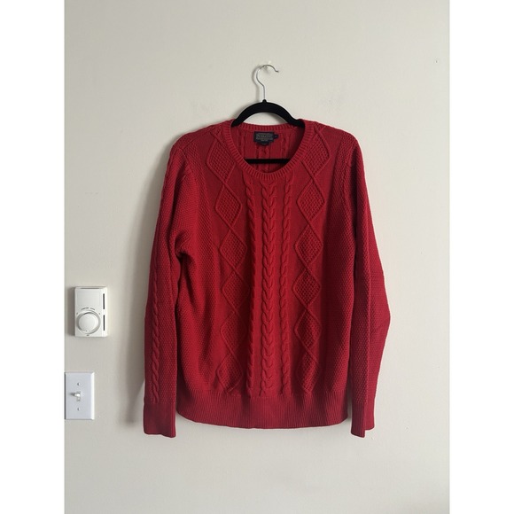Pendleton Womens XL‎ Chunky Cable Knit Sweater Cotton CASHMERE Preppy Red - Picture 1 of 7
